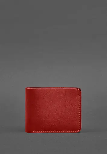 Кожаное портмоне 4.4 (с зажимом) красный краст - фото 2