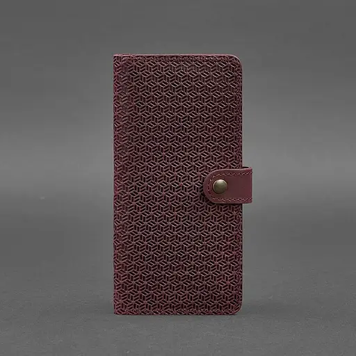 Кожаный бордовый портмоне 7.0 Карбон бордовый - фото 6