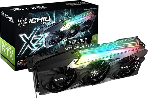 Видеокарта GeForce RTX 3080 10GB Inno3D iChill X3 LHR (C30803-106XX-1810VA37H) Б/У - фото 1