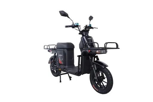 Электроскутер Грузовой с двумя большими багажниками Crosser SUPER MAX 1200W 60V30AH Li-Fe | USB зарядка Черный