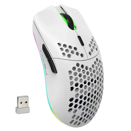 Компьютерная мышь HYSJ Т66 беспроводная с аккумулятором и подсветкой 2,4G White - фото 3
