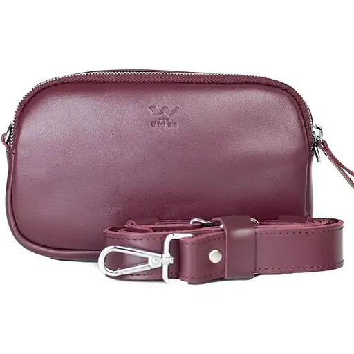 Жіноча шкіряна сумка поясна / кроссбоді Holly бордова - фото 1