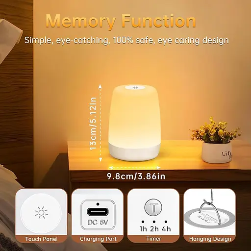 Нічний світильник YUNJAYI для дитячої спальні, сенсорне управління, світлодіодний світильник з теплим білим світлом і 256 кольорам - фото 5