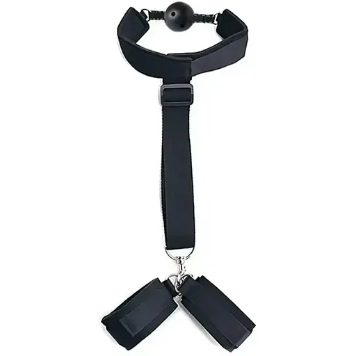 Наручники з кляпом БДСМ Бондаж кляп з наручниками - фото 1