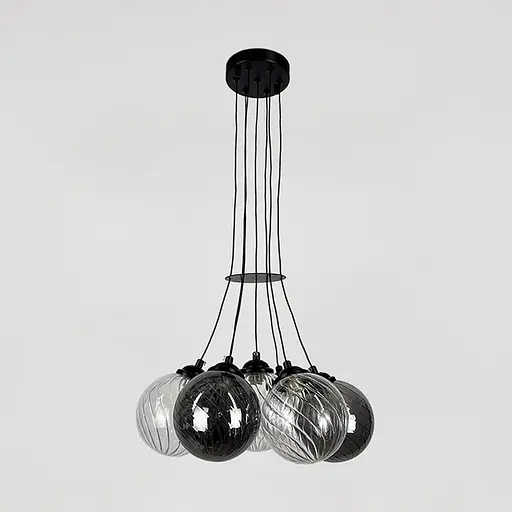 Люстра-пучок на 7 плафонів графіт+прозорий Ø 36 см | Line F | Арт. 1034/7 BK - фото 1