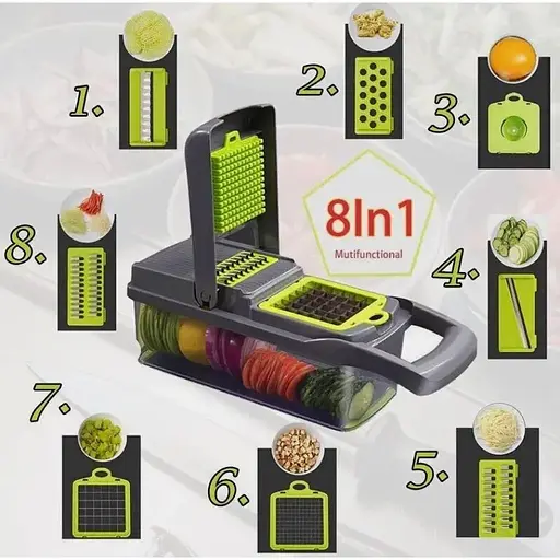 Мультислайсер 14 в 1 KitchenAid Kitchen Ideas Veggie Slicer HA-347 ручна багатофункціональна овочерізка з контейнером - фото 9