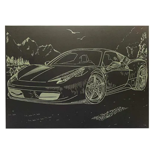 Гравюра А4 "Спорткар-1" ГрА4-8з эконом вариант в пакете 29,7х21 см