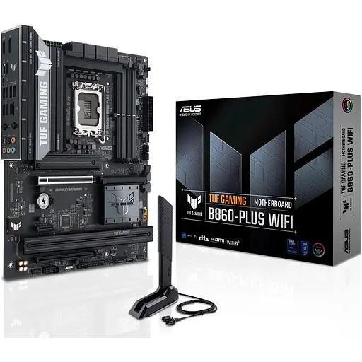 Материнская плата Asus TUF Gaming LGA1851, B860-PLUS WIFI, B860, 4xDDR5, 1xPCI-E 5.0 x16, 1xPCI-E 4.0 x16, 1xPCI-E 4.0 x1, 4xSATA3, 3xM.2, Realtek 7.1, Realtek 2.5Gb, WiFi 7, Bluetooth 5.4, HDMI/DP/Type-C, ATX - фото 2