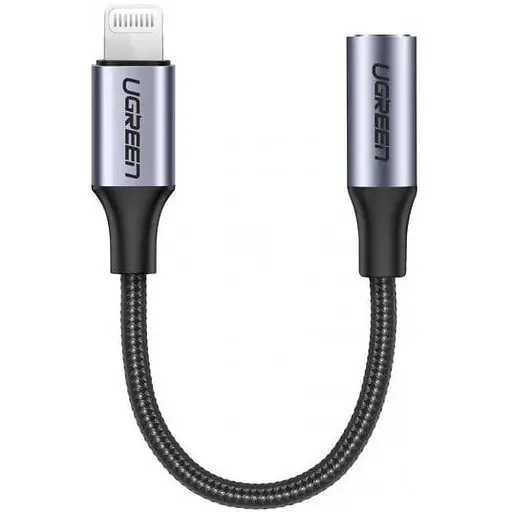 Адаптер Ugreen US211 3.5 мм FemaleLightning Male Aluminum Shell 10 см чорний