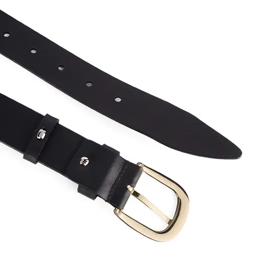 Ремінь шкіряний жіночий HC-3425 чорний із золотою пряжкою (135 см) - фото 4