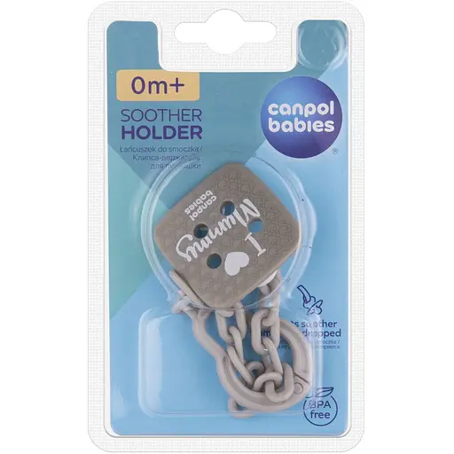 Цепочка к пустышке Canpol babies I Love Mummy серая (2/434_grey) - фото 2