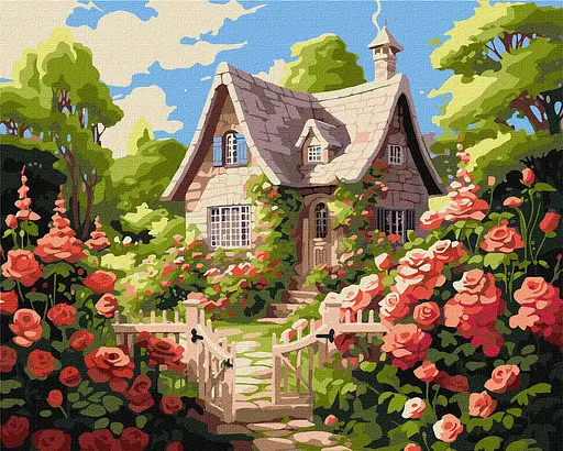 Набір для розпису по номерах. "Затишний будиночок" 40х50см КНО6338