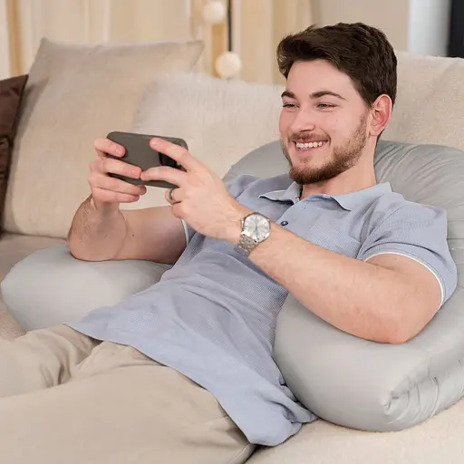 Подушка Sonex Basic Flex для беременных и отдыха П-образная антиаллергенная 135x68x25 серая (SO102581) - фото 8