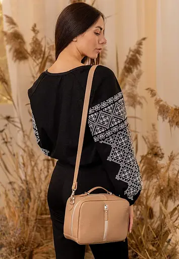 Женская кожаная сумка Avenue карамель флотар - фото 8