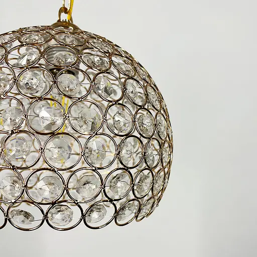 Золотий підвісний світильник із декоративним кришталем Ø 25 см | Line F | Арт. 402/1L GD - фото 3