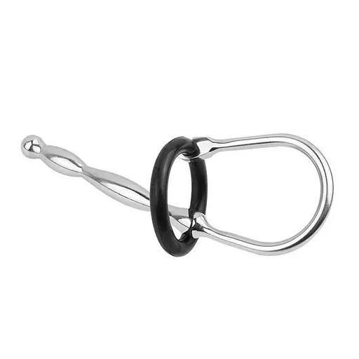 Стальной уретральный катетер с эрекционным кольцом. - фото 5