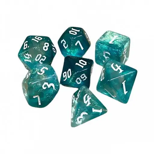 Набір кубиків Double Color Glitter 7 Dice Set - Aqua-White , 7 шт. (g7dglitdc06) - фото 1