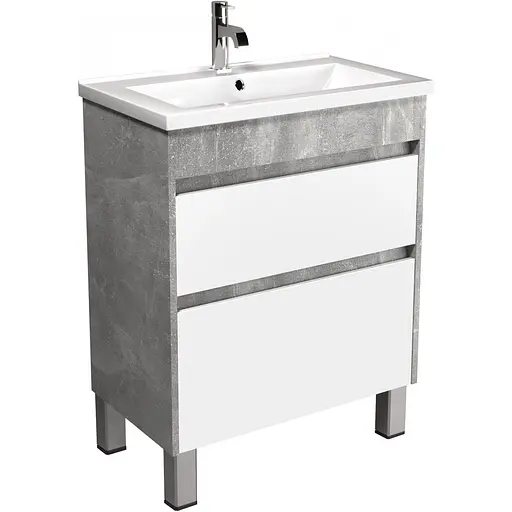 Тумба Мойдодир Polo Loft 60-U з умивальником Cosmo 60 бетон з білим Сірий - фото 1