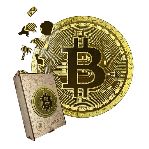 Пазл деревяний Біткоїн Bitcoin, А3, Деревяна коробка 200 елементів