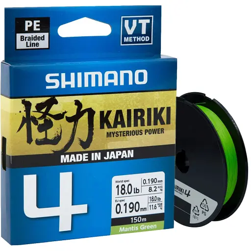 Шнур Shimano Kairiki 4 PE 150 м (Mantis Green) 0.16 мм 8.1 кг
