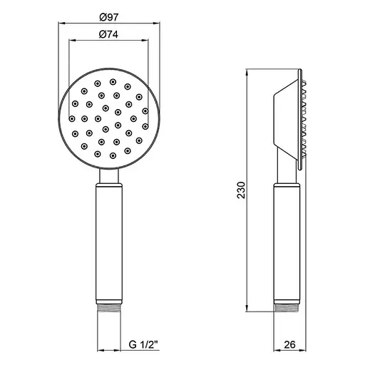 Ручний душ нержавіюча сталь Wezer WKY-16, Нержавіюча сталь - фото 3
