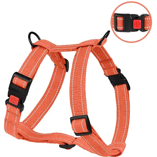 Шлей для собак Barksi Cotton Н-образный S 20-30х36-60х1.6 см оранжевый - фото 3