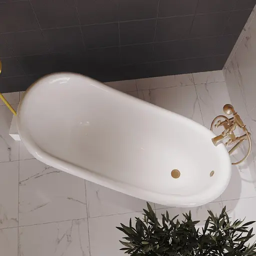 Ванна отдельностоящая матовая Amdcon Symphony 167x78 белая из литого камня бронзовые ножки SYMFONYA_167_br_MAT Белый матовый - фото 2