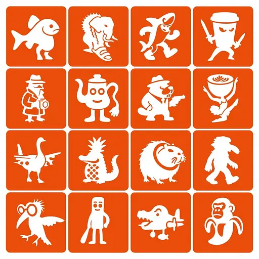 Набор трафаретов для биотату "Итальянский брейнрот №2" Fresh Tattoo Italian-brainrot_6x6_16_2 - фото 1