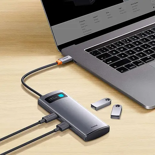 USB-хаб Baseus Metal Gleam Series 4-in-1 (WKWG070013) [96272] - фото 6