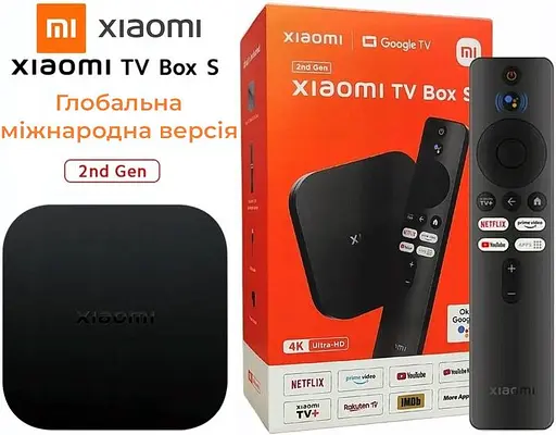 Xiaomi Mi Box S 4K 2nd Gen 2/8Gb, Смарт ТВ 4K HDR приставка міжнародна глобальна версія, медіа плеєр (MDZ-28-AA) - фото 1