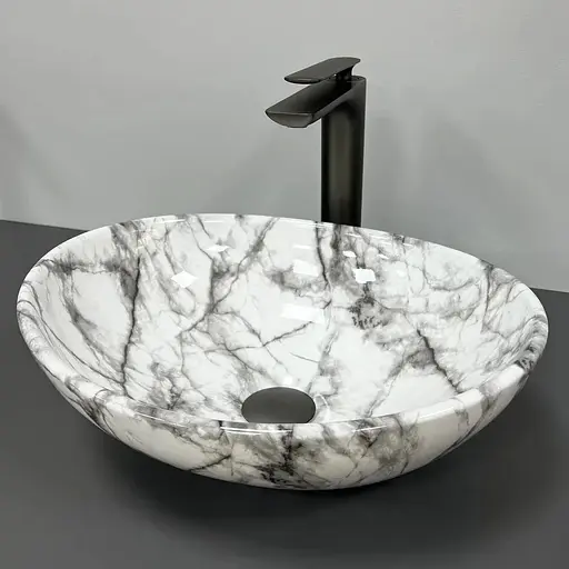 Умивальник VBI Parma statuario black veins накладний VBI-011009, Сірий - фото 1