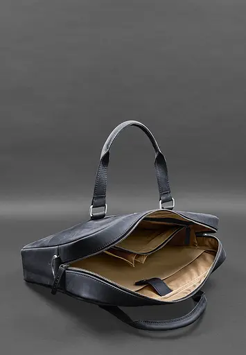 Шкіряна сумка для ноутбука та документів синя Crazy Horse - фото 4