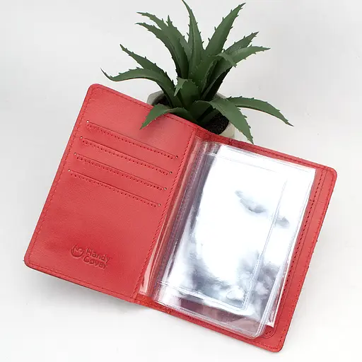 Обложка для прав кожаная женская HC-10 красная (на права старого образца) - фото 2