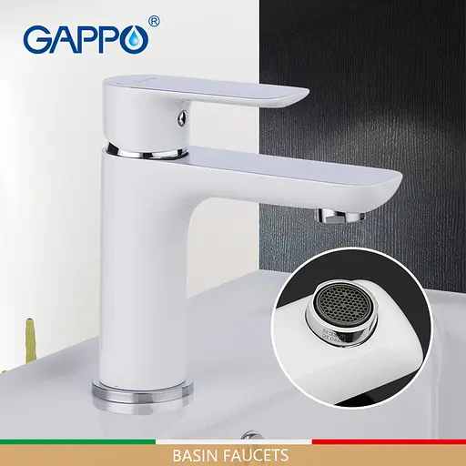 G1048 Змішувач для умивальника гайка білий/хром Ø35 Gappo Noar 1/8 Білий - фото 6