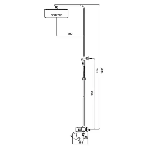 Душова система Koer KB-56007-07 3 функції KR5160, Графіт - фото 2