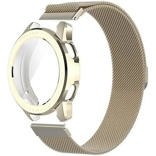 Комплект Tamister для годинника Xiaomi Watch S3 вінтажне золото (чохол + металевий ремінець 22 мм)