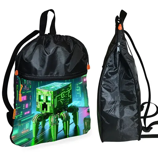 Рюкзак-мешок для обуви,спортивной формы Майнкрафт "Minecraft" детская сумка для сменки с расширителем (01297)