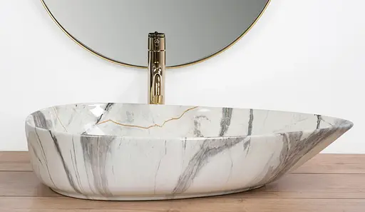 Умивальник Rea Greta 65 Thunder Shiny накладний мармур REA-U6500, Мармур - фото 6