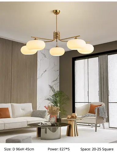 Люстра светодиодная потолочная 6007 (Золотистый) 5 плафонов - фото 6