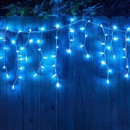 Гирлянда уличная Бахрома 5 м 120 Led (на белом проводе, с переходником) Синяя