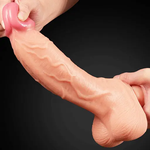 Фалоімітатор LoveToy Dual Layer 25 см тілесний - фото 6