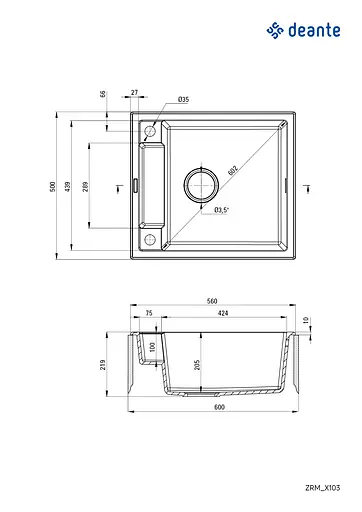 Кухонна мийка DEANTE Magnetic ZRM_T103 - фото 2