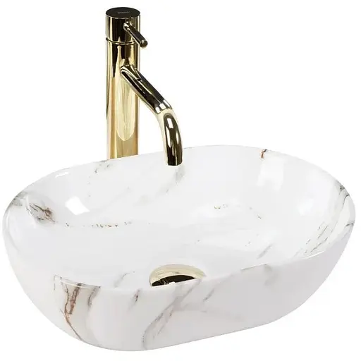 Умивальник Rea Amelia mini shiny aiax накладний REA-U9107, Мармур - фото 1