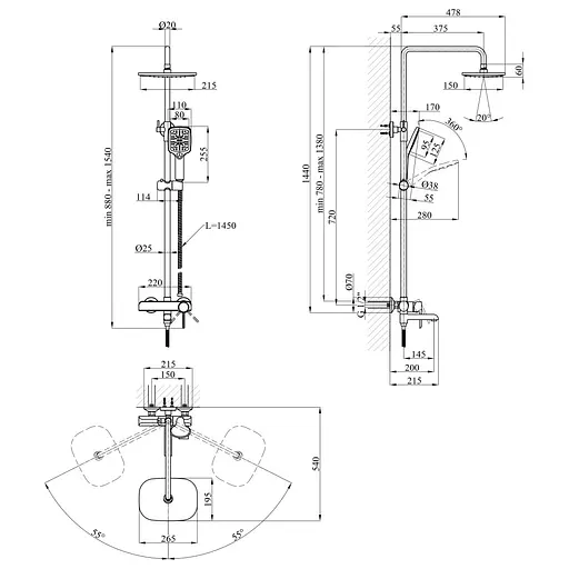 Душевая система Kroner KRP Essen - C063 (CV024316) - фото 9