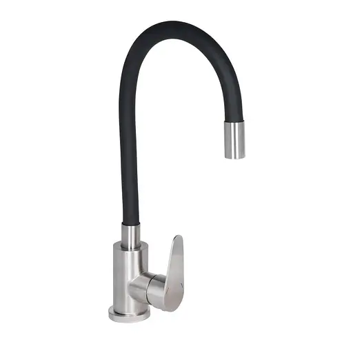 Смеситель для кухни Lidz Vida 04R-BFS U-образный гибкий Black (k35) Нержавеющая сталь - фото 1