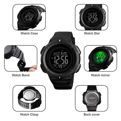 Чоловічий спортивний годинник Skmei 1527 (Чорний) - фото 7