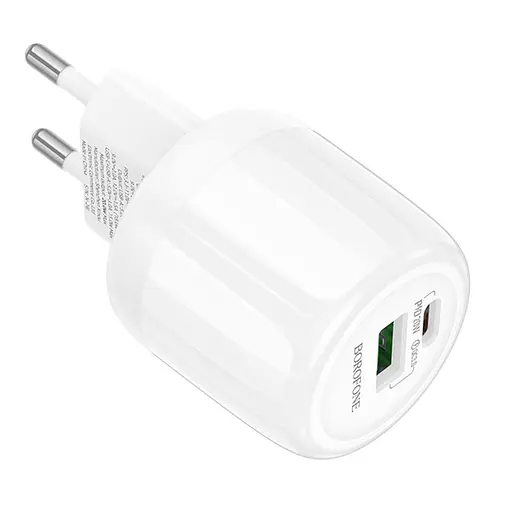 МЗП Borofone BA93A Lustrous PD20W+QC3.0 (1USB-A/1C) White - фото 3