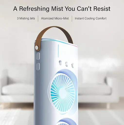 Портативный вентилятор Voltronic T1818, увлажнение, подсветка, Air Cooler Fan White - фото 8