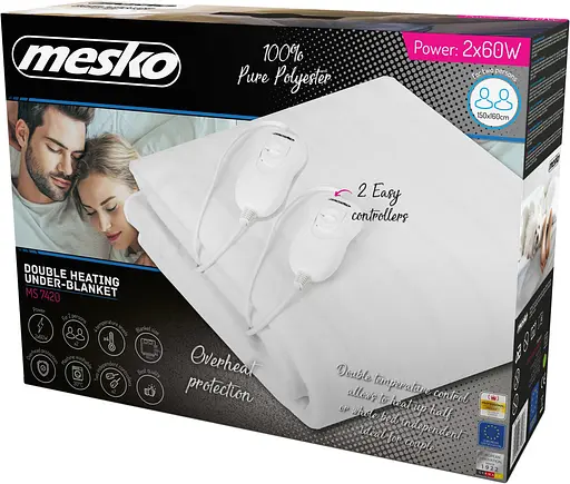 Електропростирадло Mesko MS 7420 двоспальне 2х60 Вт 150x160 4 рівні нагріву поліестер біла - фото 6