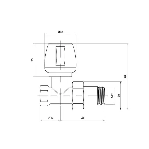 Кран радіаторний Icma 1/2" прямий No813 - фото 2